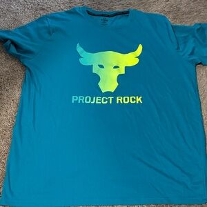 Under Armour Project Rock Teal and Yellow Tee